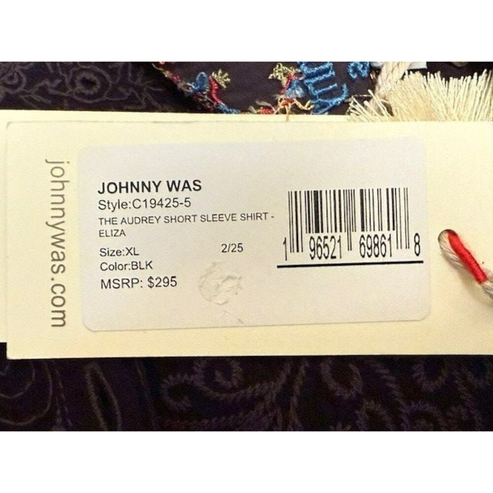 Johnny Was Women The Audrey Blouse Size Extra Large Black Short Sleeve Button Up - Picture 9 of 11